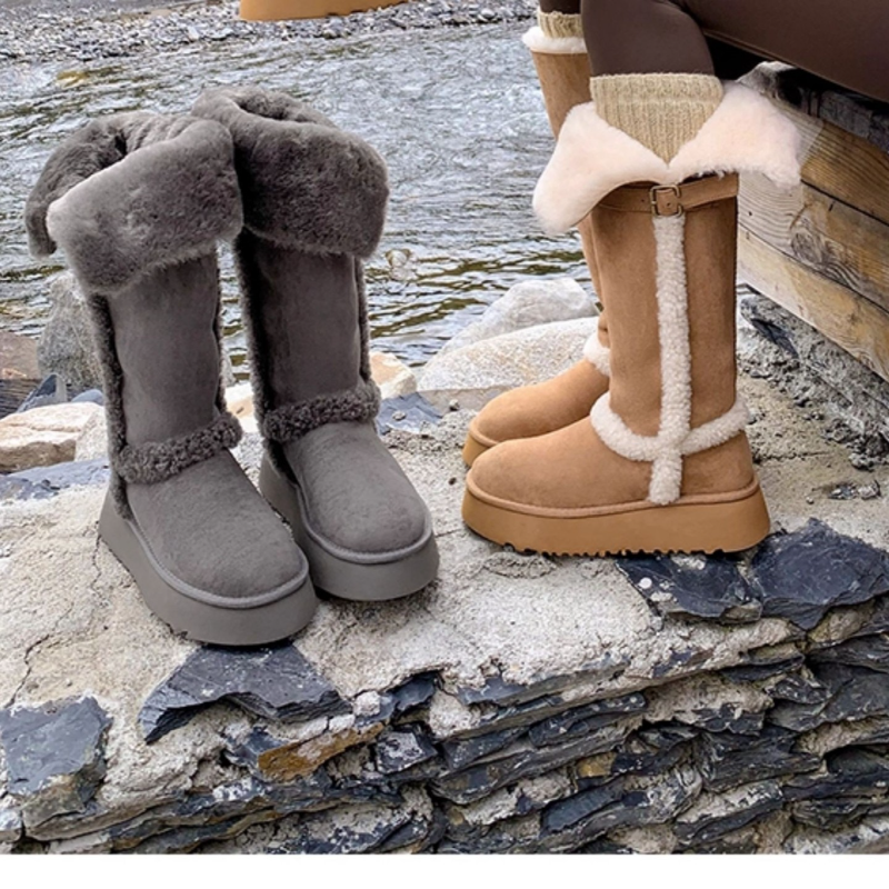 厚底灰色雪地靴女2025冬季新款中长筒毛毛加绒保暖高筒靴棉鞋棉靴,淘宝优惠券,粉丝福利购,淘宝优惠卷