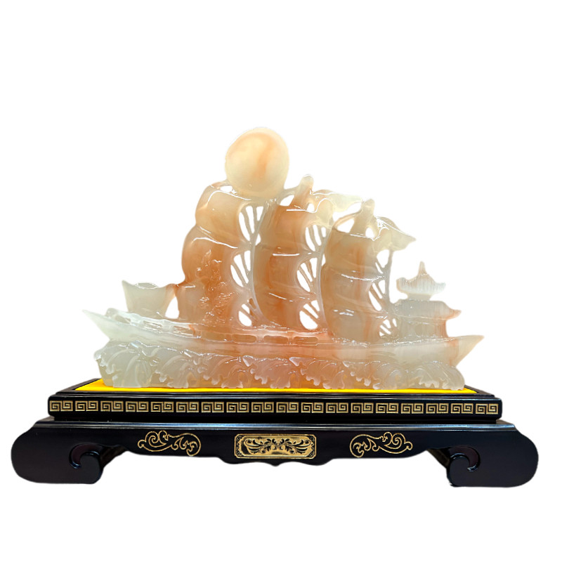 一帆风顺帆船玉石摆件公司开业庆典高端礼品客厅酒柜办公室装饰品,淘宝优惠券,粉丝福利购,淘宝优惠卷