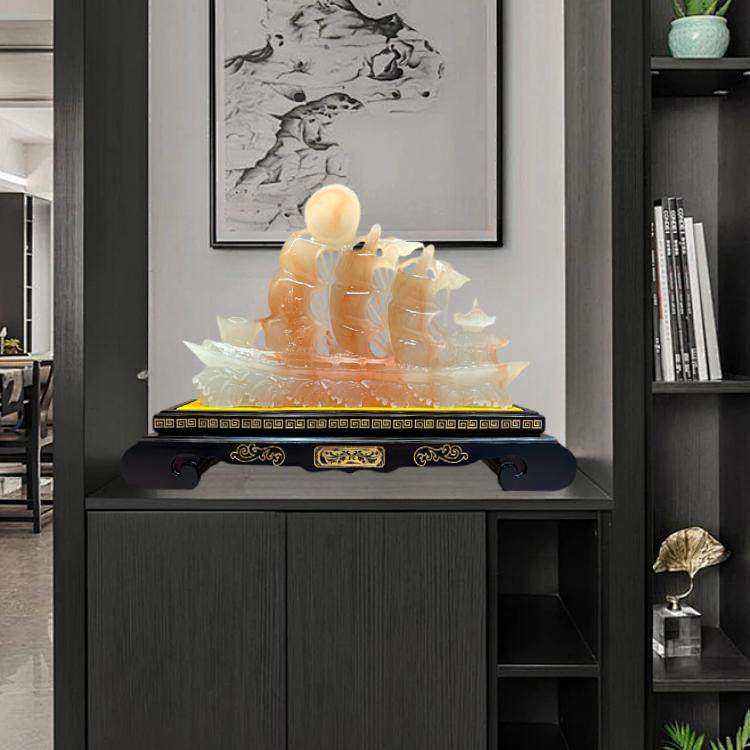 一帆风顺帆船玉石摆件公司开业庆典高端礼品客厅酒柜办公室装饰品,淘宝优惠券,粉丝福利购,淘宝优惠卷