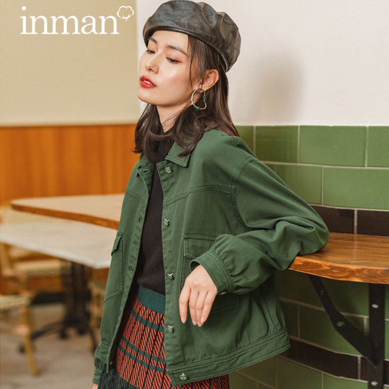 茵曼旗舰店牛仔春秋季2020新款夹克 茵曼筱茵短外套