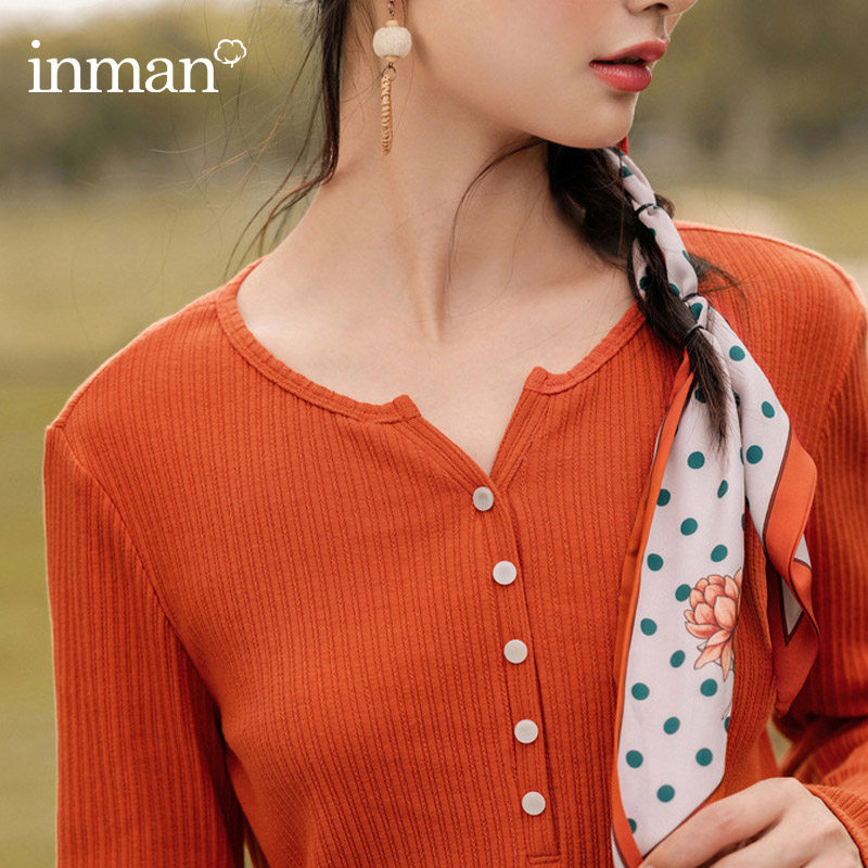 茵曼旗舰店长袖2020秋冬新款t恤 茵曼筱茵T恤