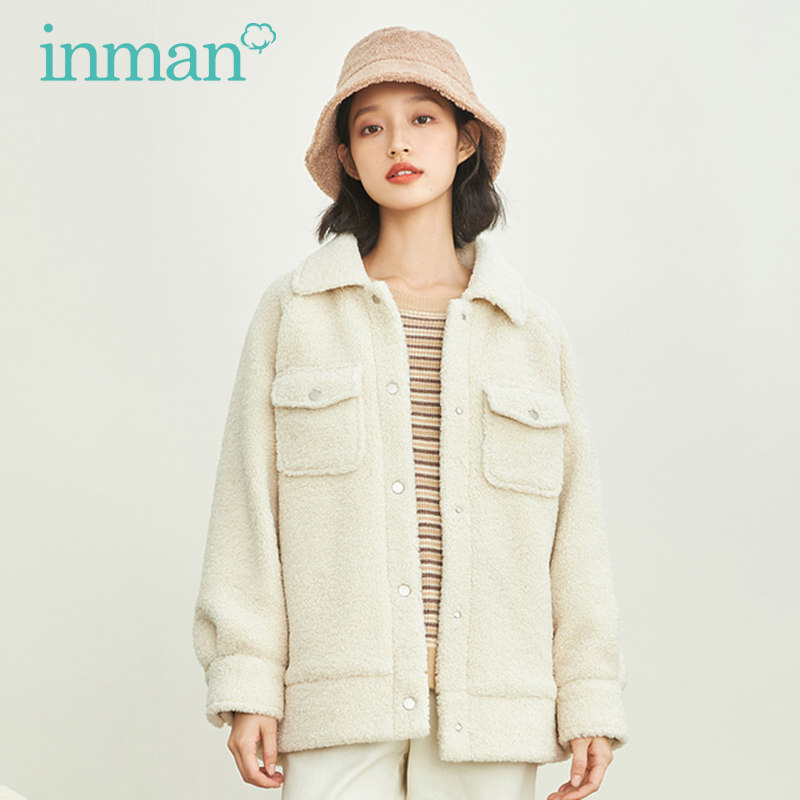茵曼短款羊羔绒2022春季新款夹克 茵曼筱茵短外套