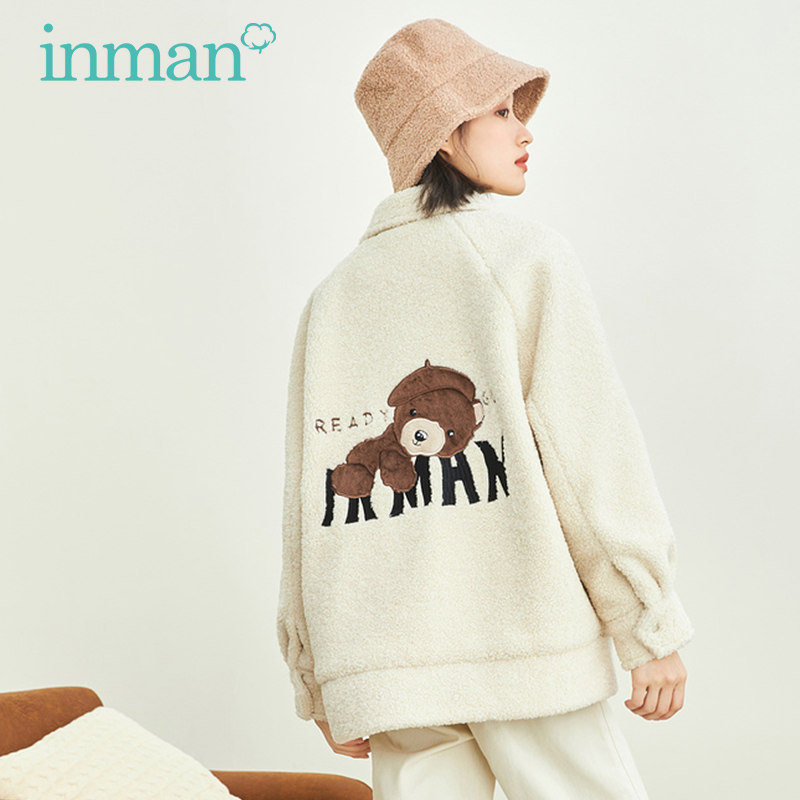 茵曼短款羊羔绒2022春季新款夹克 茵曼筱茵短外套