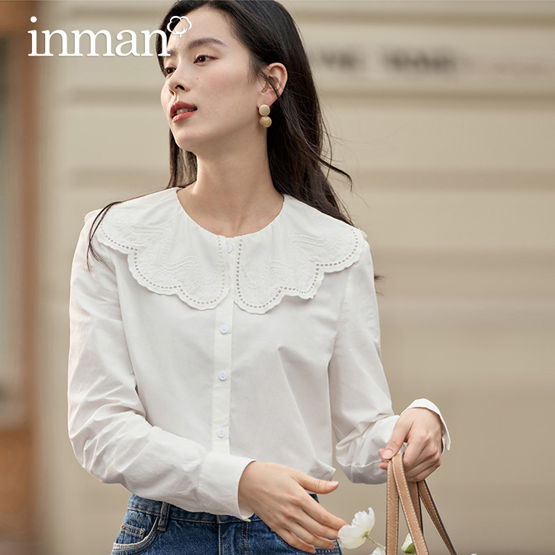 茵曼法式娃娃领长袖2022年秋季衬衫 茵曼筱茵衬衫