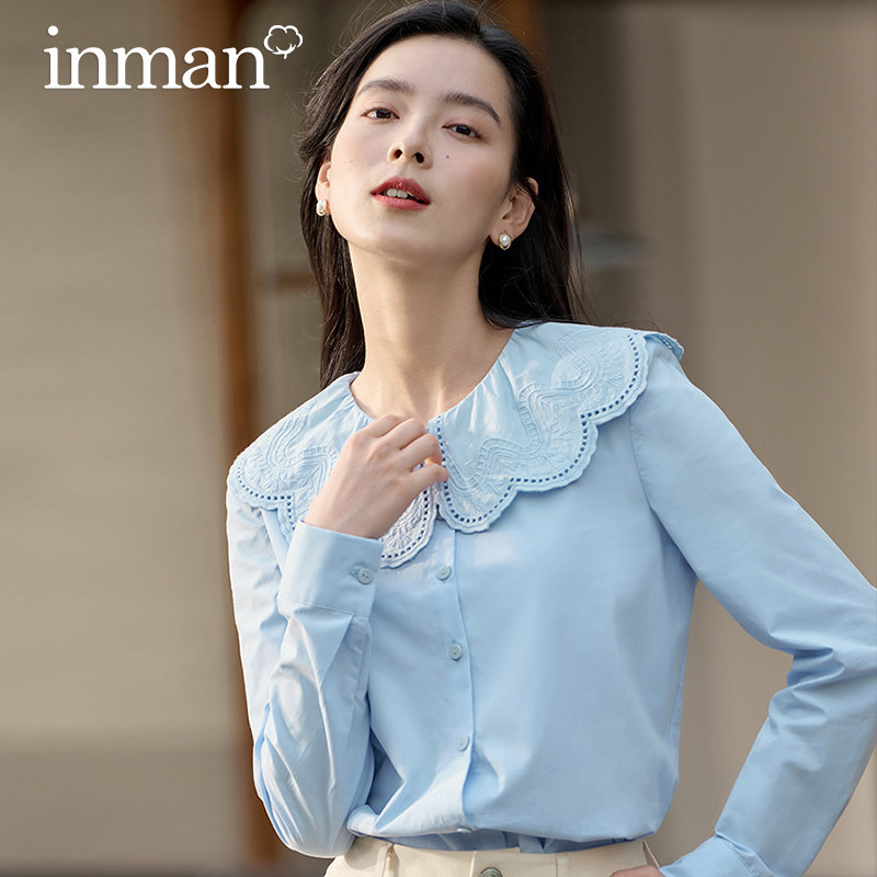 茵曼法式娃娃领长袖2022年秋季衬衫 茵曼筱茵衬衫