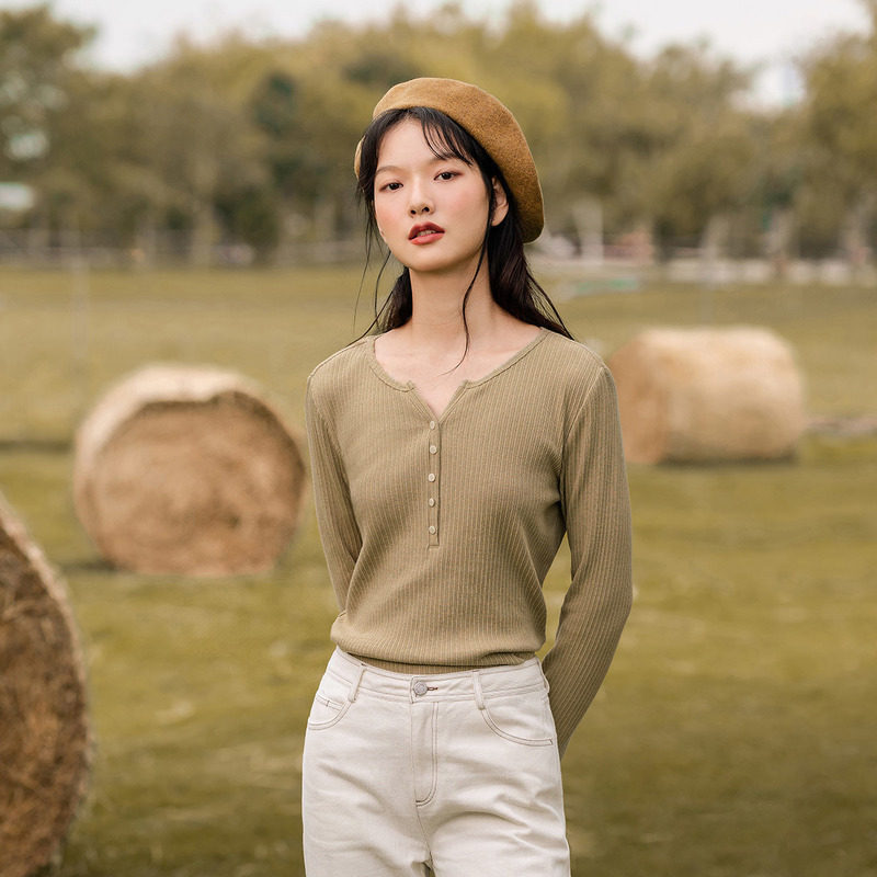 茵曼旗舰店长袖2020秋冬新款t恤 茵曼筱茵T恤