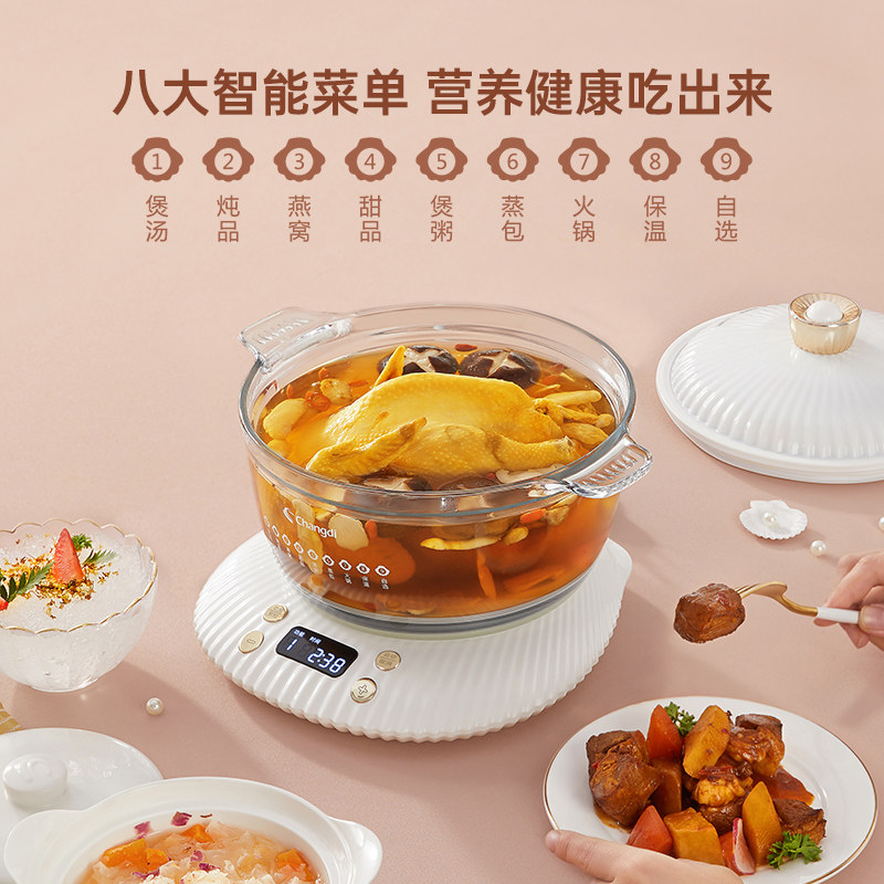 长帝隔水炖家用煮粥加热陶瓷煲汤锅 厨丽淘电器电炖/煮粥锅/文火炉