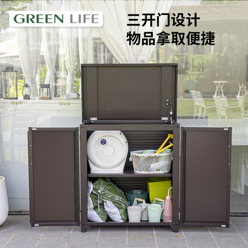 户外门口铝合金置物柜家用鞋柜阳台储物柜防水防晒杂物收纳柜子 - 图1