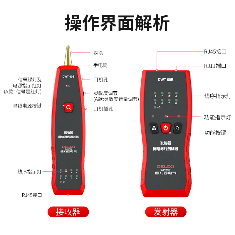 德力西多功能巡寻线仪抗干扰电话网线查线器网络测线仪 - 图3