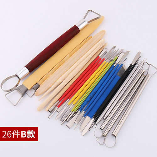 26件油泥工具 泥塑工具 陶艺工具雕塑工具 软陶雕刻刀笔袋套装 - 图3