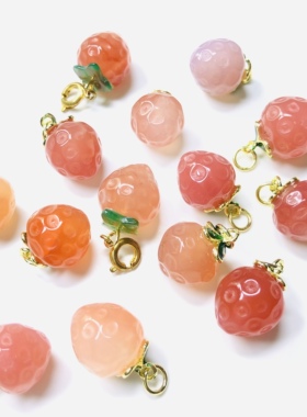 天然南红玛瑙水果S925银小吊坠滴溜草莓手链手串DIY配件