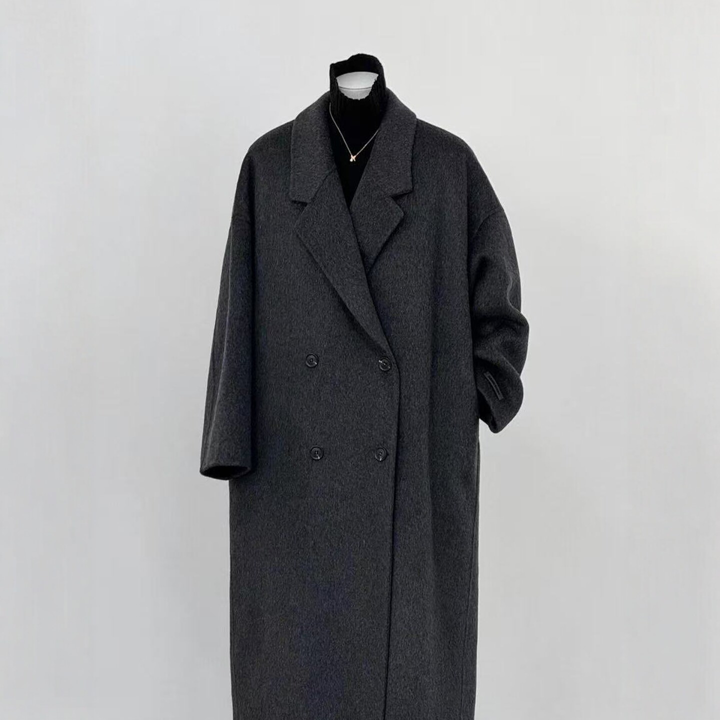 双面羊绒大衣女中长款2025秋冬新款炭灰色韩系宽松高端羊毛呢外套,淘宝优惠券,粉丝福利购,淘宝优惠卷