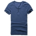 Mùa hè raglan tay áo bằng sợi cotton co giãn nửa tay áo cổ tròn Áo thun nam Henry cổ áo mỏng tay ngắn T4083 - Áo phông ngắn áo thun trắng trơn Áo phông ngắn