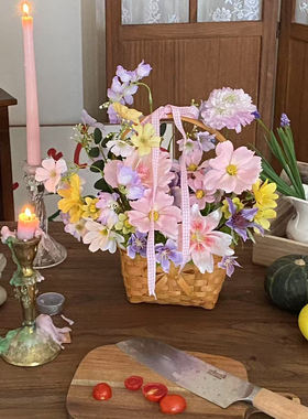 法式小花篮成品插花仿真花