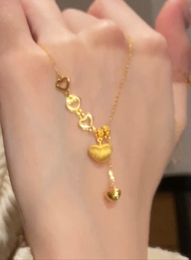 金色爱心时尚百搭项链女