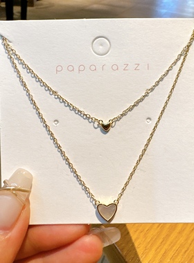 双层项链白贝母女爱心叠戴