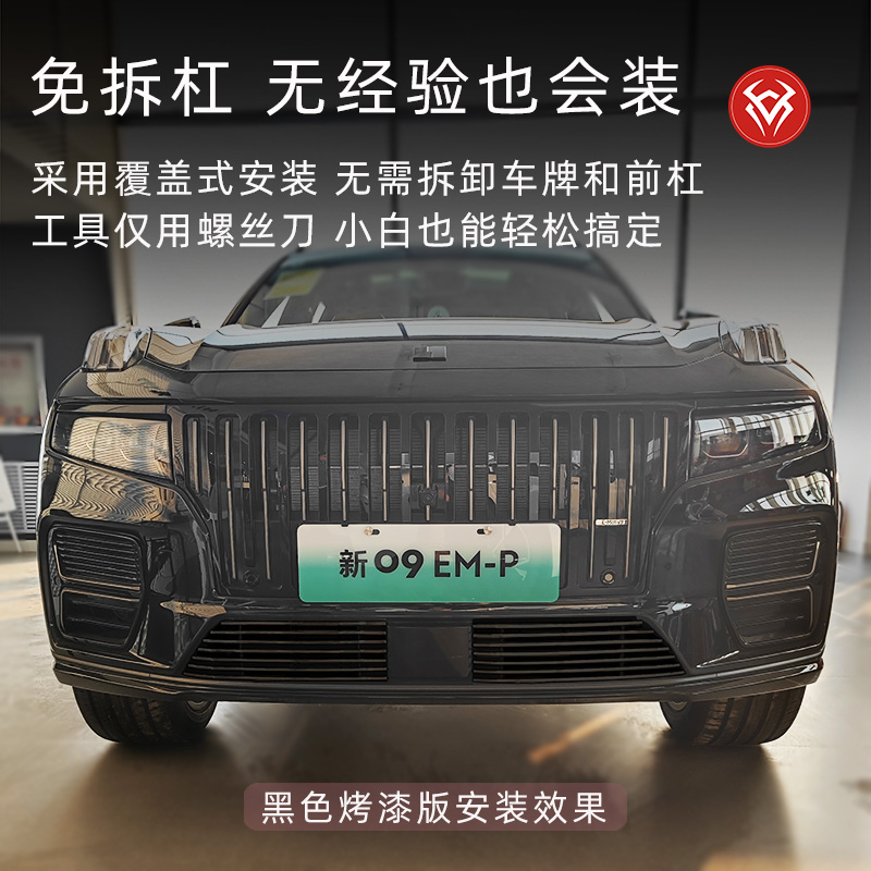 适用于21-26款领克09中网外观改装配件专用黑化装饰条防虫网用品 - 图2