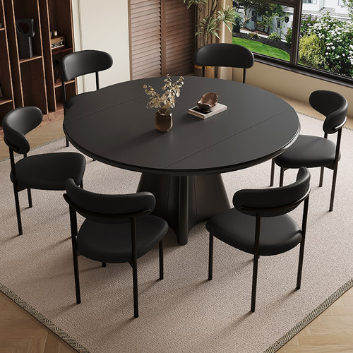 馨佰利岩板餐桌椅组合2024新款家用小户型方圆两用客厅实用吃饭桌 - 图1