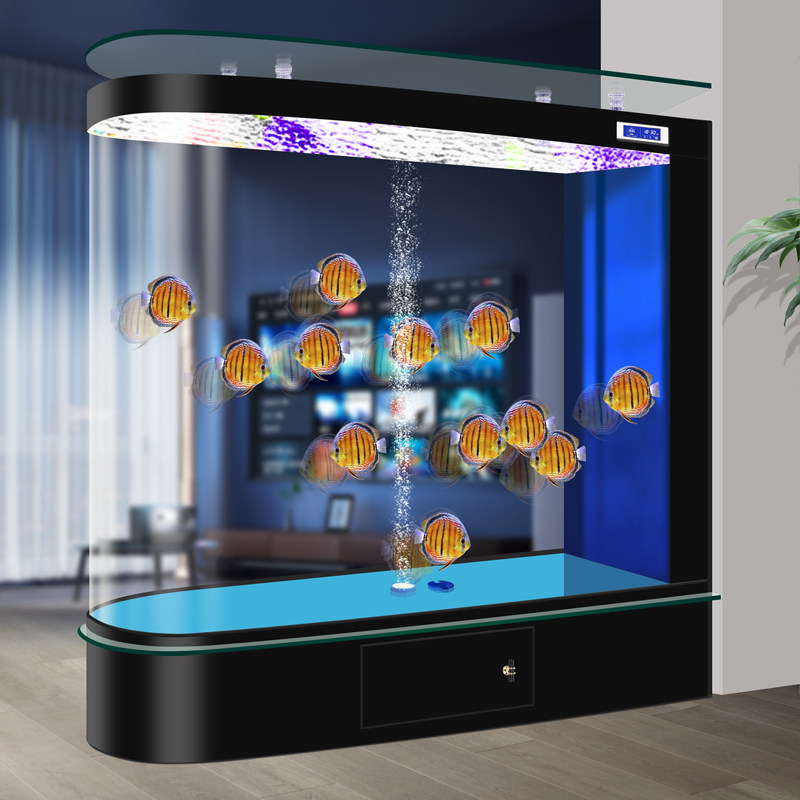 2026新款轻奢子弹头鱼缸客厅屏风隔断式家用免换水落地生态水族箱,淘宝优惠券,粉丝福利购,淘宝优惠卷
