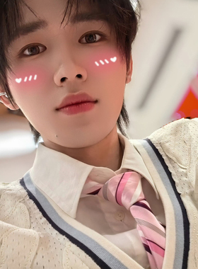 宋亚轩同款领带甜酷粉色条纹jk衬衫搭配装饰撞色学院风手打长领结