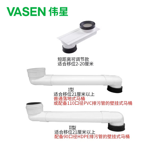 伟星PVC马桶移位器 加厚可调加长扁管不易堵 卫生间座便器移位器 - 图0