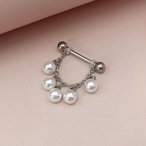 简欧美穿刺饰品316医用钢防过敏珍珠乳链/乳环/乳钉nipple ring - 图0