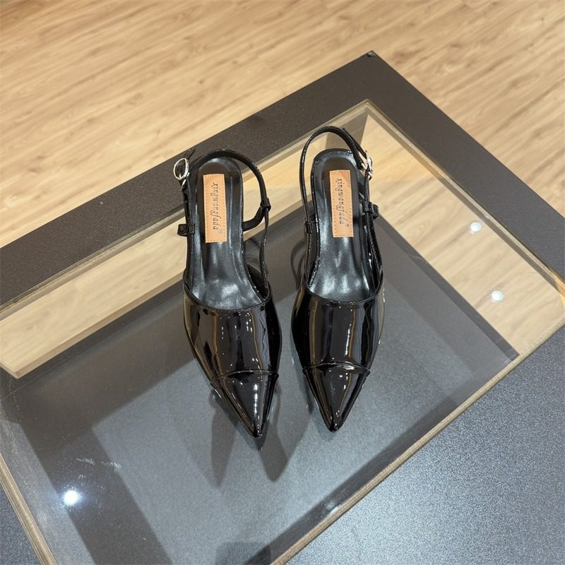 2026年新款漆皮法式尖头后空包头凉鞋小猫跟气质时尚单鞋女,淘宝优惠券,粉丝福利购,淘宝优惠卷