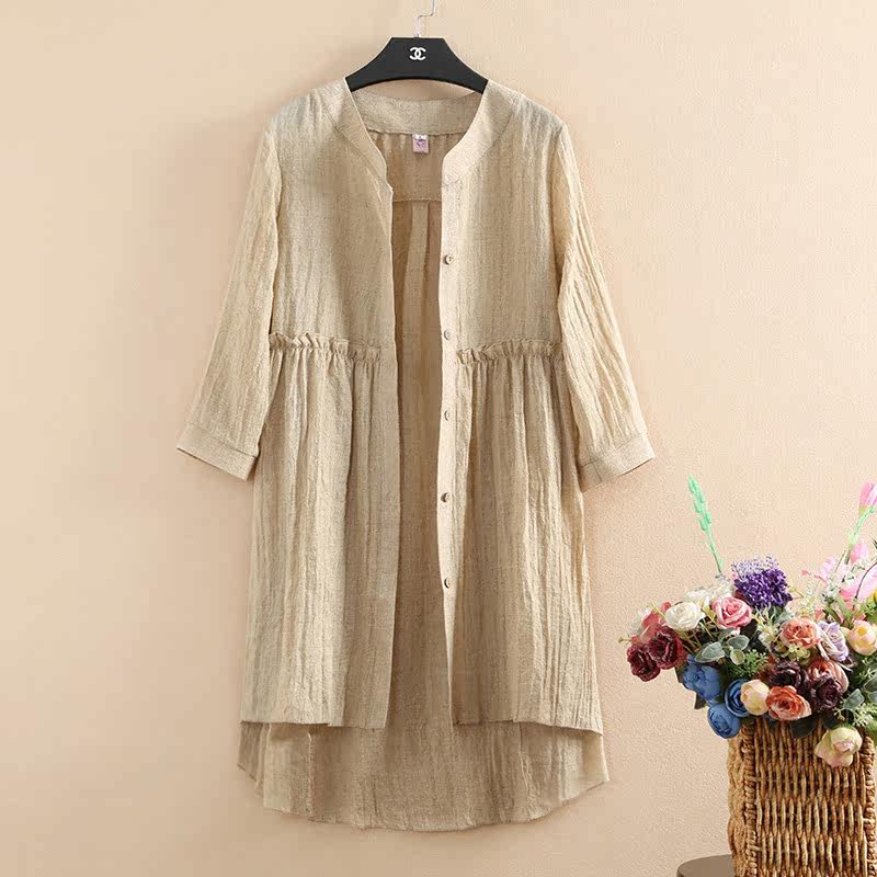 民族风外搭棉麻开衫女薄款中长款防晒披肩外套