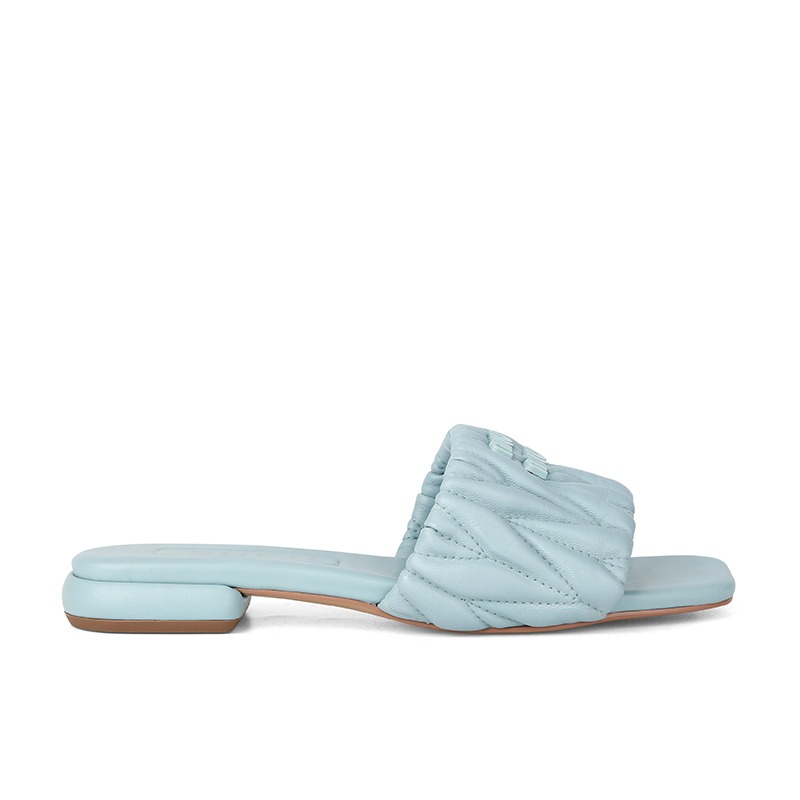 葡萄妈studiolee 夏季时尚防滑方头字母平底外穿拖鞋女 2024新款 - 图0