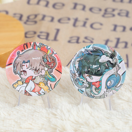 盗墓笔记镭射吧唧徽章吴邪张起灵黑瞎子解雨臣挂件谷子动漫周边 - 图0