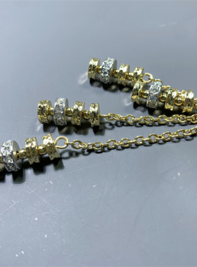 Vintage中古Morana打标质感气质百搭通勤款 金银撞色流苏坠短项链