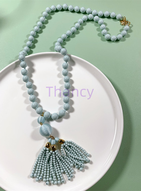 ANNTAYLOR粉蓝色琉璃珠毛衣链