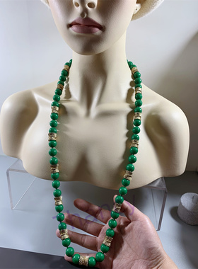 TALB0TS打标绿色圆珠毛衣链项链