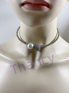 透明水晶钻可替换多吊坠套组项圈