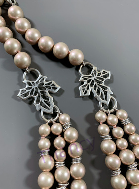 PG打标珠光灰紫色珍珠项链