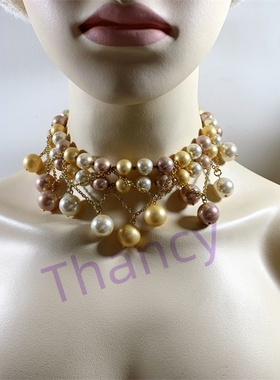 CAROLEE打标糖果色琉璃珍珠腰链