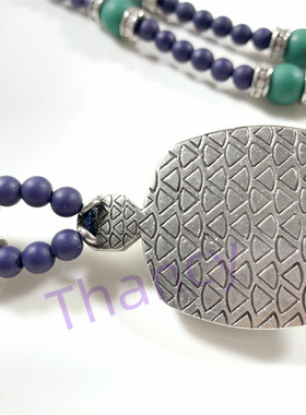 LIASOPHIA哑光蓝绿撞色毛衣链