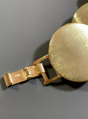 Vintage西洋回流OL打标磨砂金圆片拼接手链项链套装 后背镀金不良