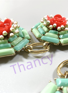 红色玫瑰花清新复古夸张项链