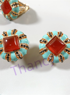 天然红玛瑙石镶嵌套装