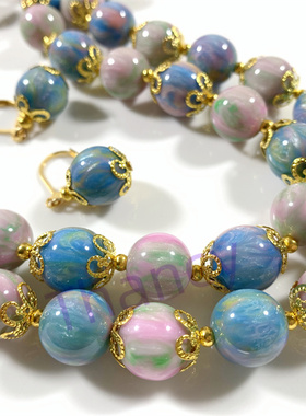 星空粉蓝珠光树脂珠套装