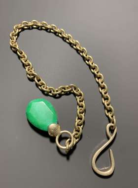 绿色天然石水滴短款锁骨链