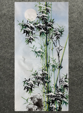 花鸟画纯手绘四尺竹子竹报平安