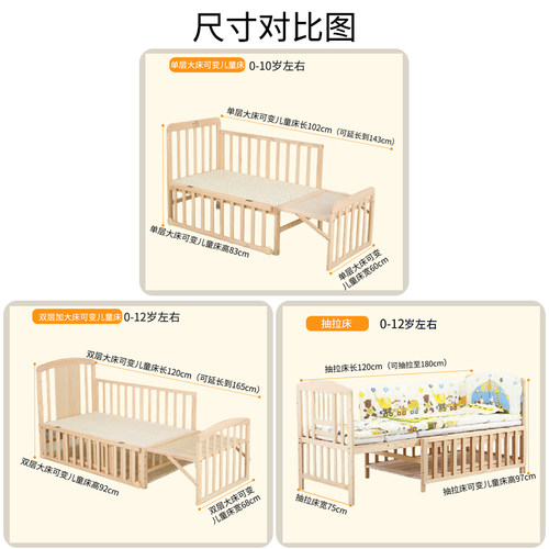 婴儿床实木宝宝床无漆多功能新生儿摇篮床环保BB床可拼接大床童床 - 图2