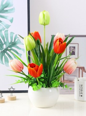 假花仿真花玫瑰花束客厅摆件绢花干插花艺装饰塑料花摆设餐桌摆花