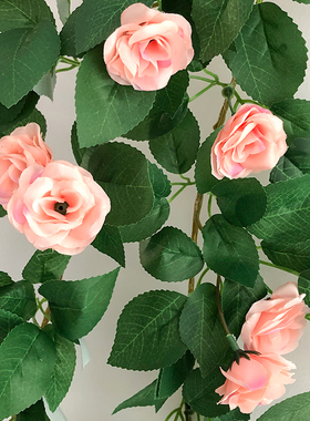 仿真玫瑰花藤假花藤条缠绕客厅空调水管道遮挡装饰塑料藤蔓饭店