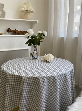 ins同款韩风桌布卧室蓝色格子桌布女 咖啡厅民宿学生宿舍书桌桌布