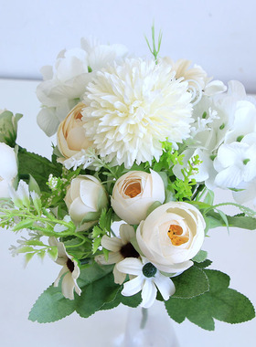 单支假花仿真花束花槽塑料花客厅花箱装饰摆设插花卉干花小把绢花