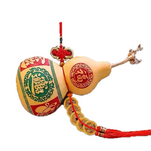 葫芦摆件天然朱砂葫芦挂件五福入户门大葫芦门对门五帝钱玄关客厅 - 图3