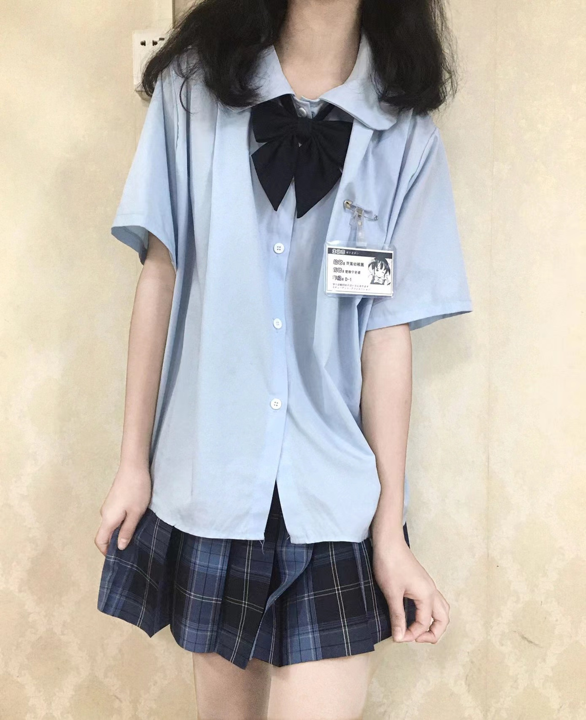 2024夏季新款日系短袖衬衫女学生学院风甜美上衣格裙JK制服套装-图1